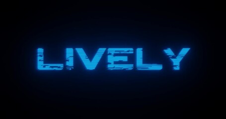 Sticker - 3d rendered animation of a LIVELY neon blue sign on a black background