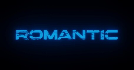 Wall Mural - 3d rendered animation of a romantic neon blue sign on a black background