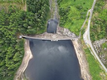 Aerial View Of Laggan Dam In The Highlands Of Scotland