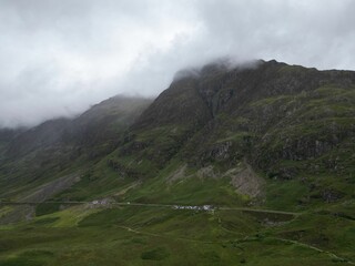 Sticker - Aerial view of the Three Sisters mountain range in Glencoe, Scotland