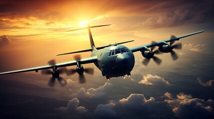 Canvas Print - US military plane airborne. silhouette concept