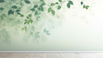 Aufkleber - Green shadow created by falling tree branch on white wall texture serving as a background and wallpaper a representation of nature s artwork. silhouette concept