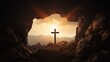 © HN Works - The burial spot of Jesus after crucifixion and the Christian belief of resurrection Crucifixion on hills according to the Bible. silhouette concept