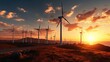 Wind turbines at dusk. silhouette concept