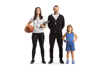 Sticker - Basketball coaches posing with a little girl