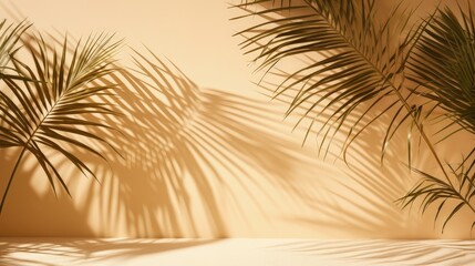 Aufkleber - Palm tree leaves casting shadows on eco friendly cardboard. silhouette concept