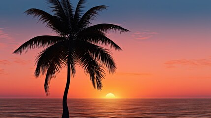 Poster - Palm tree s silhouette during sunset