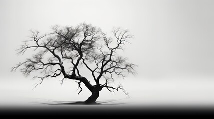 silhouette of a tree in black and white