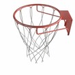 Basketball hoop isolated against a white background, viewed from the side