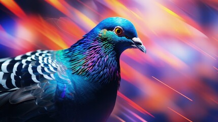 Poster - Pigeon in blurred background with abstract focus. silhouette concept