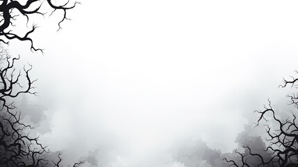 Wall Mural - thorny frame with tree on white clouds. silhouette concept