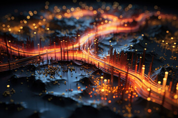 Abstract representation of data visualization and analytics. Generative Ai.