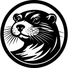 Otter Head Portrait Round Circular Logo