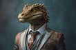 © top images - Anthropomorphic dragon dressed in a suit like a businessman. Business Concept. AI generated, human enhanced.