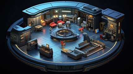  3D Isometric house science fiction, Game Asset