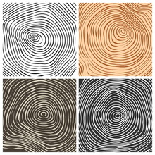 Tree Trunk Cut Textures, Pine Or Oak Slice. Sawn Timber, Wood. Brown Wooden Texture With Tree Rings. Hand Drawn Sketch. Vector Illustration