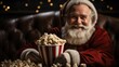 © 4kclips - Christmas time Santa Claus in a movie theater - Christmas themed stock photo