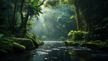 A Pristine River Meanders Through Lush Jungle