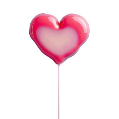 Poster - Top view of a heart shaped lollipop on a transparent background representing Valentine s Day