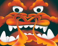 Close-up Illustration Of A Vibrant Red Dragon, Symbolizing The Lunar 