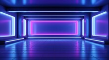 Abstract Panoramic Background With Line Neon Light