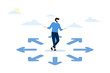 © FAHMI11 - concept of choosing career path, making life decision choice, deciding right or wrong direction, opportunity challenge, confusion or thinking to find way, confused businessman choosing direction.