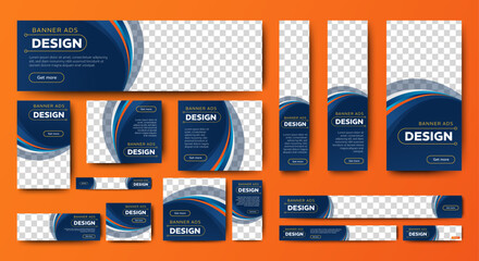 Poster - set of business web banners template design with image space. vector