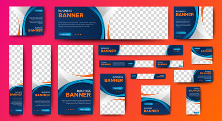 Set of promotion kit banner template design with modern and minimalist concept user for web page, ads, annual report, banner, background, backdrop, flyer, brochure, card, poster, presentation layout