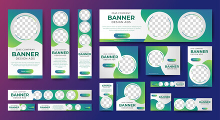 Wall Mural - set of creative web banners of standard size with a place for photos. Business ad banner. Vertical, horizontal and square template.	
