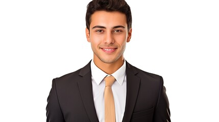 portrait of a handsome young businessman on white studio background