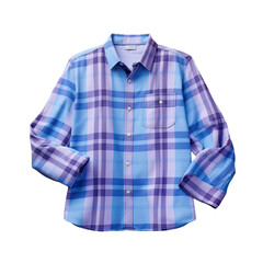 Sticker - Stylish blue plaid shirt for men on transparent background