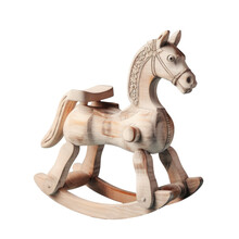 Isolated Wooden Rocking Horse On Transparent Background