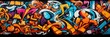 illustration of abstract graffiti background, generative AI