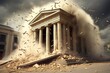 Bank collapse. A bank or financial institution, going down failing or collapsing. 