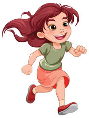 Wall Mural - Running girl cartoon character