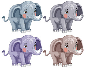 Canvas Print - Cute elephant with painted face cartoon isolated