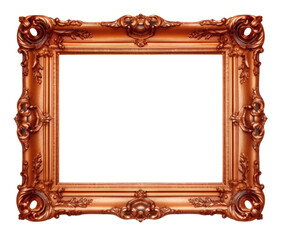 Wall Mural - PNG Top view of bronze vintage wood photo frame isolated on transparent background for mockup, bronze vintage wooden frame. generative ai