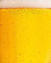 Closeup Of A Beer In A Glass With Bubbles.