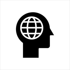 Global thinking icon line symbol. Isolated vector illustration of icon sign concept for your web site mobile app logo UI design.