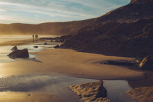 Golden Hour On Newgale Sands In Wales