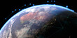 © Sky-Blue Creative/Stocksy - Planet Connections:Australia Enveloped by  Interconnected Satellite