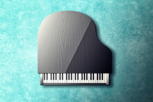 Grand Piano On Blue Background