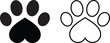 © cool vp - Love paw print icon set vector in two styles . Paw print with heart