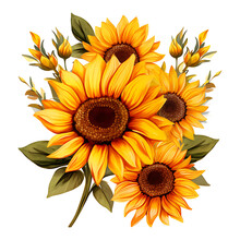Fall Sunflower Watercolor Clipart