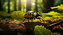 Beetle On A Green Leaf