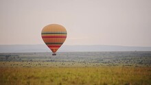 Balloon ride on adventure safari holiday in beautiful landscape of Masai Mara North conservancy, Kenya, African scenery in Maasai Mara National Reserve, Kenya, Africa Safari vacation