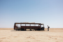 Abandoned Bus In The Sahara Desert