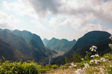 Beautiful Landscape Of A Valley Between Mountains In Ha Giang, Vietnam
