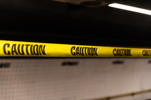 Caution Tape At Subway Station In New York City