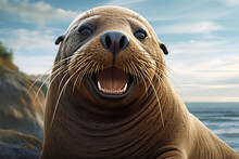 Close-up Of A Funny Sea Lion In Nature